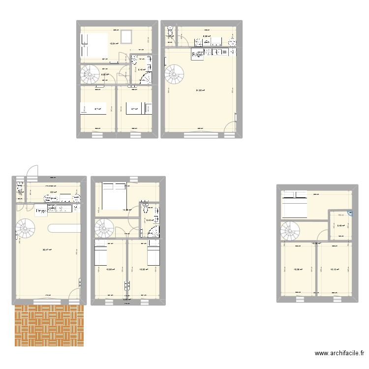 Location Suzanne. Plan de 20 pièces et 225 m2