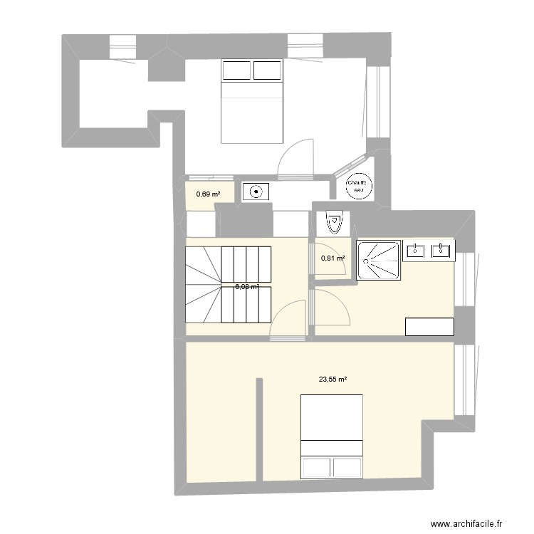 Etage_parents_Barraux V1. Plan de 4 pièces et 31 m2