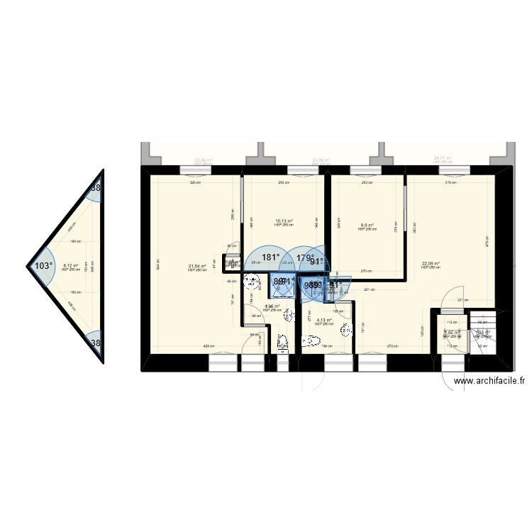 cabinet medicaux rez-de-chaussée. Plan de 21 pièces et 199 m2