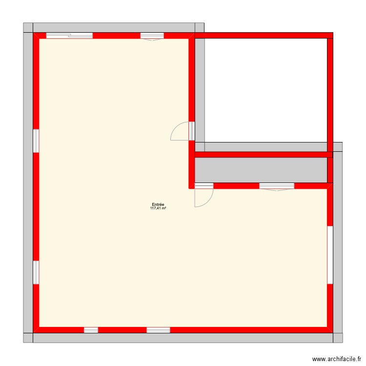 Lambris avant toit. Plan de 1 pièce et 117 m2