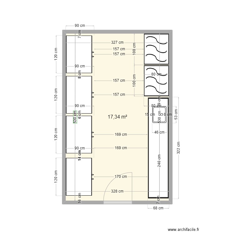 ETUVES EC 2. Plan de 1 pièce et 17 m2