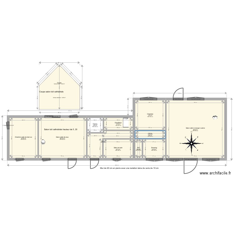 Boursin. Plan de 18 pièces et 242 m2