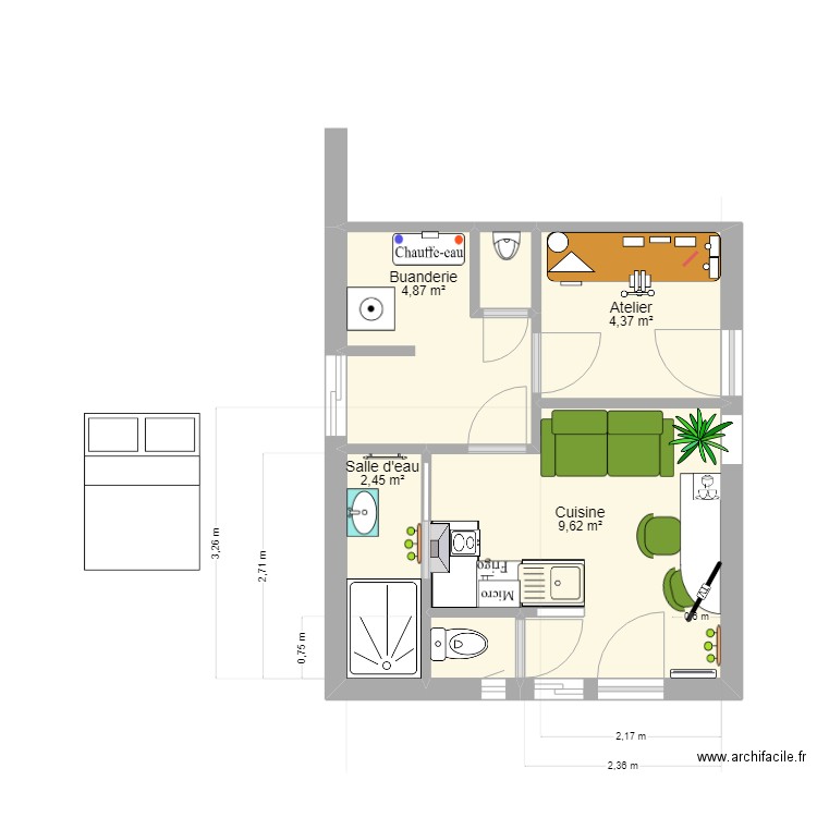 garage roulotte 3. Plan de 6 pièces et 23 m2