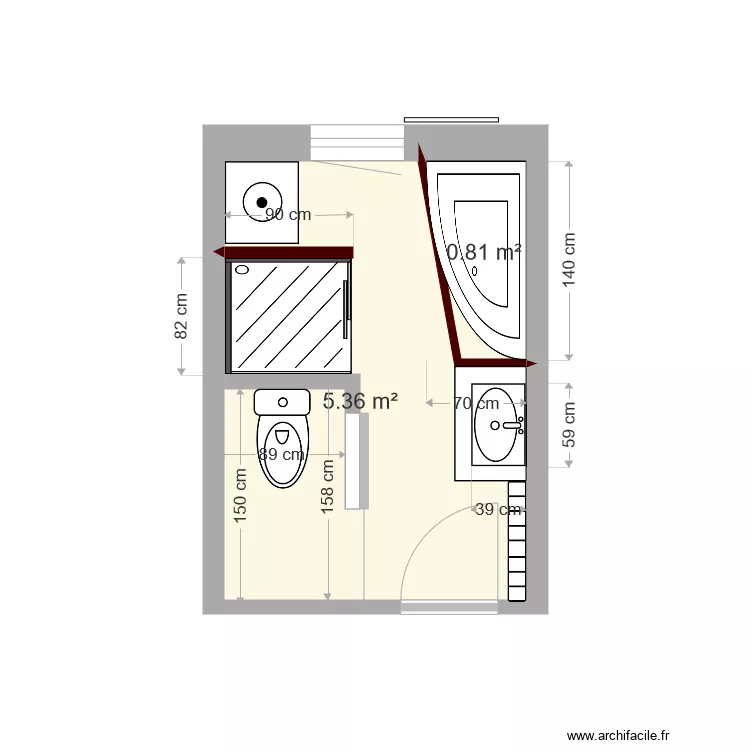 Salle de bain 2. Plan de 