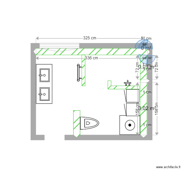 Salle de bain bercher JB. Plan de 3 pièces et 0 m2