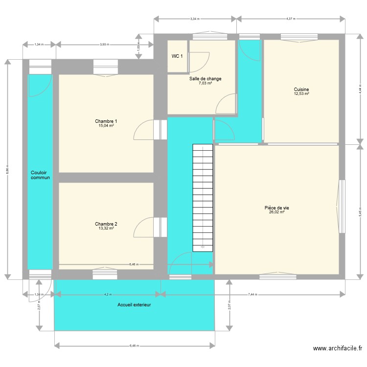 F esti Mam. Plan de 19 pièces et 207 m2