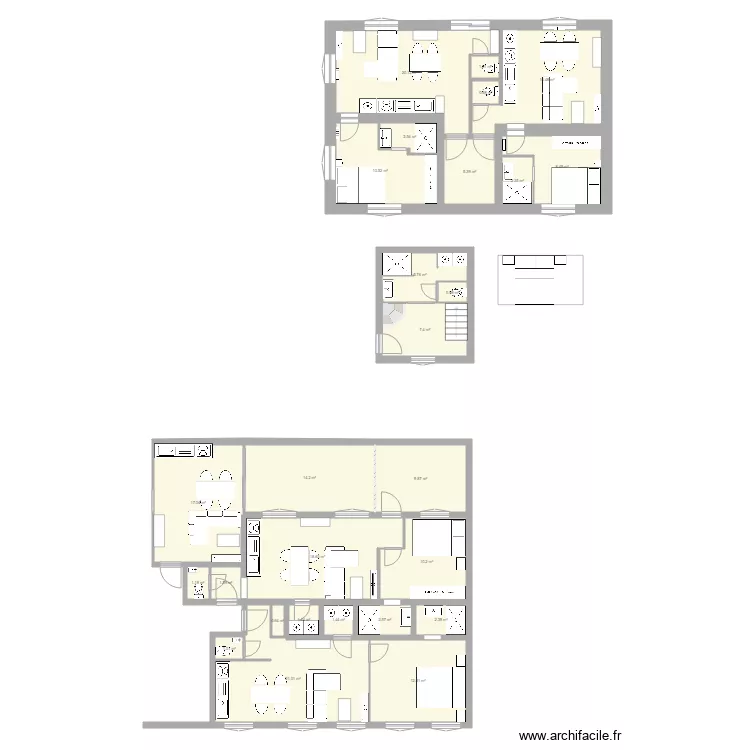 chambre 1er &eacute;tage gauche. Plan de 