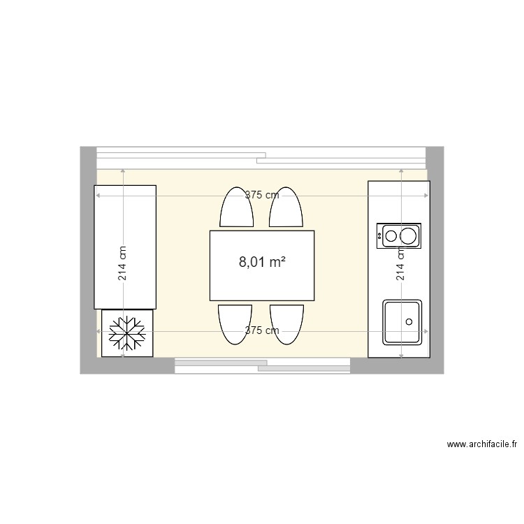 loggia. Plan de 1 pièce et 8 m2