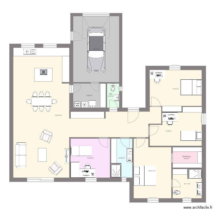 Maison 08 v5. Plan de 11 pièces et 185 m2