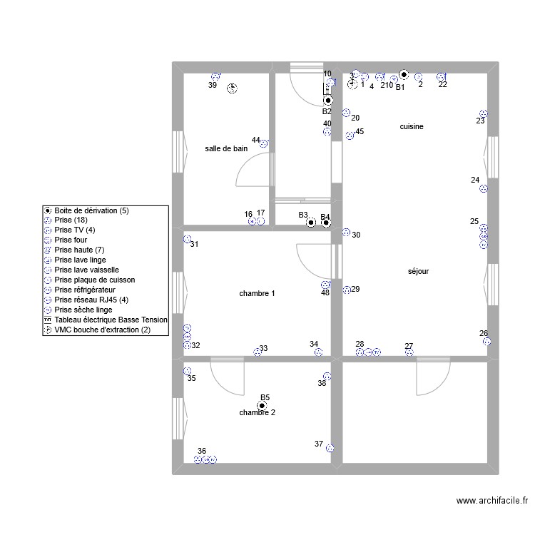 PLAINFAING pc. Plan de 7 pièces et 63 m2