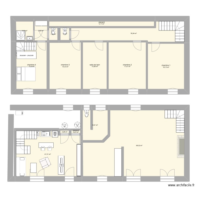 grande maison location. Plan de 16 pièces et 192 m2