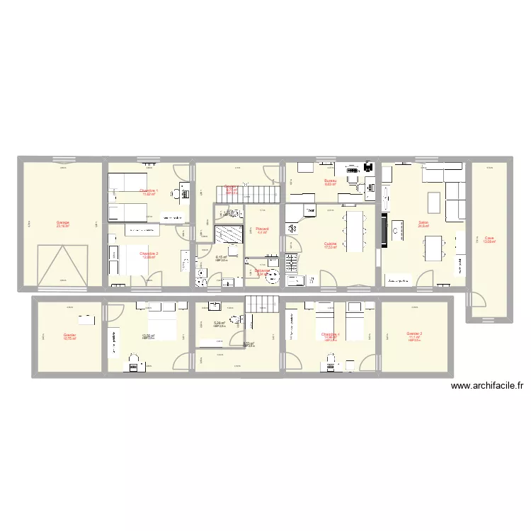 71310b9. Plan de 18  et 199 m²
