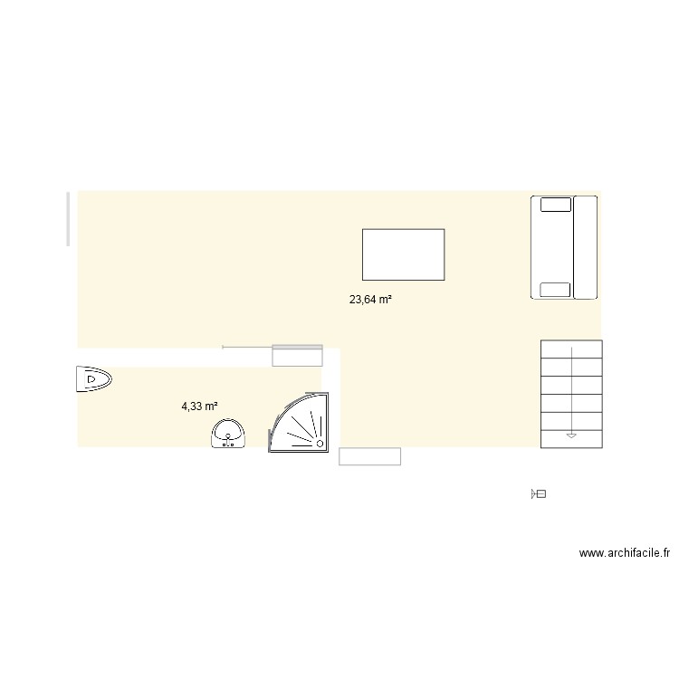 piece bas. Plan de 2 pièces et 28 m2