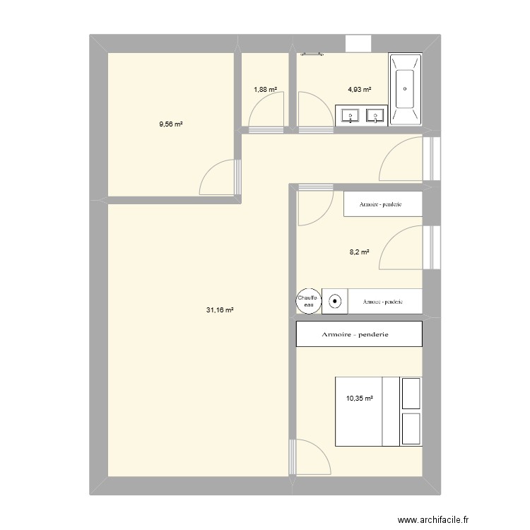 Projet maison. Plan de 6 pièces et 66 m2