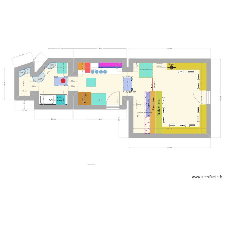 Omonni George Henri avec cotation. Plan de 1 pièce et 33 m2