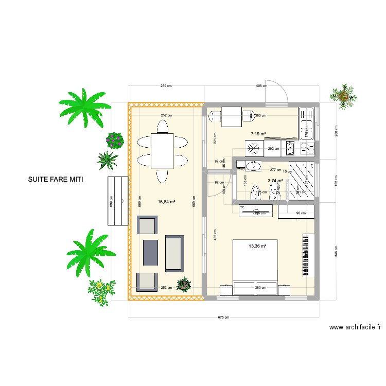 SUITE FARE TAHITI ITI PAOLA. Plan de 4 pièces et 41 m2