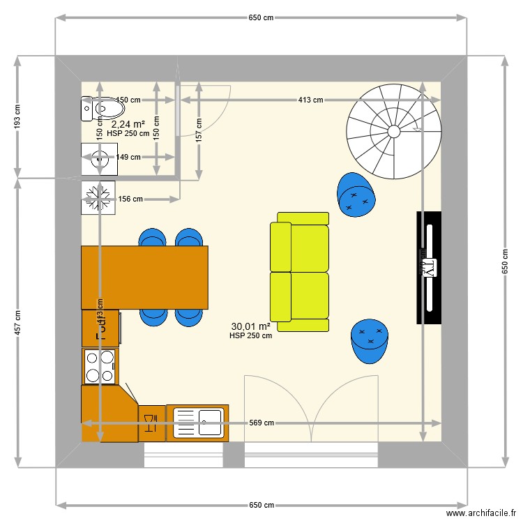 St Aubin du Cormier - Projet 3. Plan de 8 pièces et 64 m2