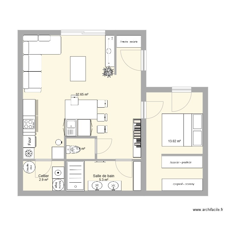 Appart 2 chambres. Plan de 0 pièce et 0 m2