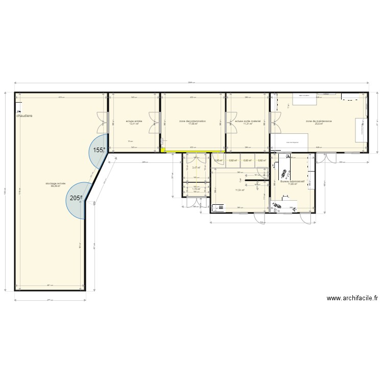 cabine escaudain cotée. Plan de 13 pièces et 169 m2