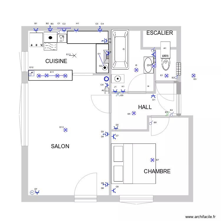 Appartement francoise. Plan de 