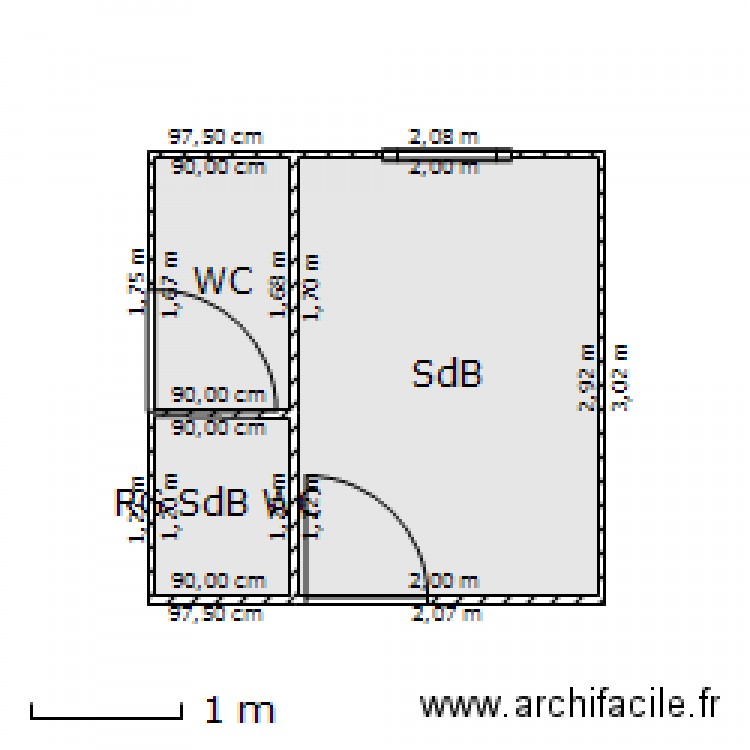 Roland Garros SdB et WC actuels. Plan de 0 pièce et 0 m2