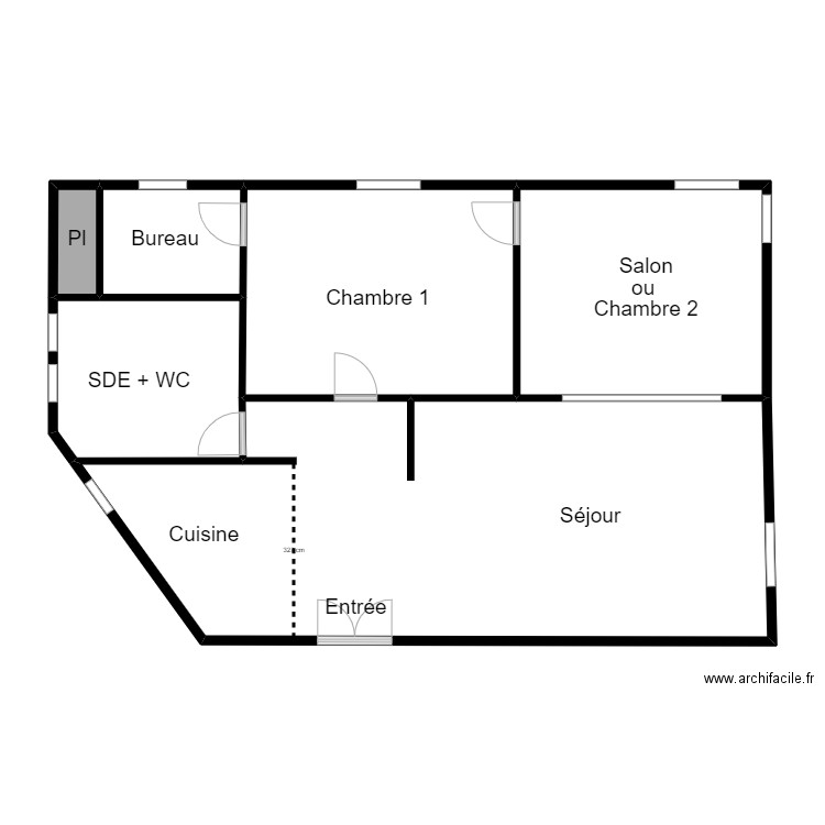 Plan BP ROBER. Plan de 6 pièces et 105 m2