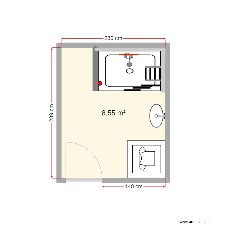 ROUILLE plan projeté. Plan de 1 pièce et 7 m2