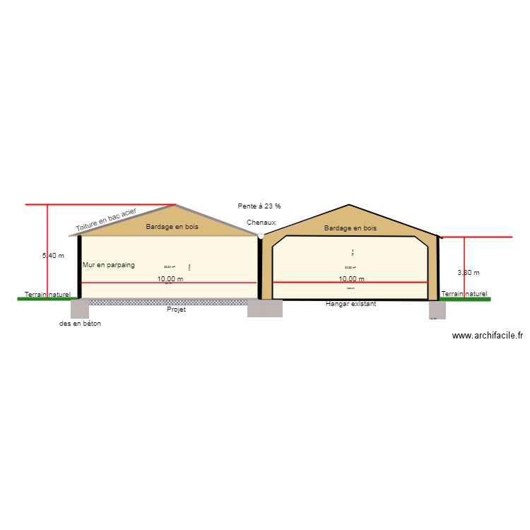 coupe  . Plan de 0 pièce et 0 m2