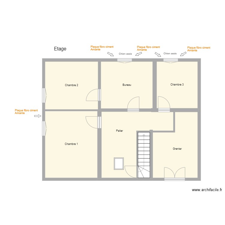 Croquis SITZ Etage. Plan de 7 pièces et 75 m2