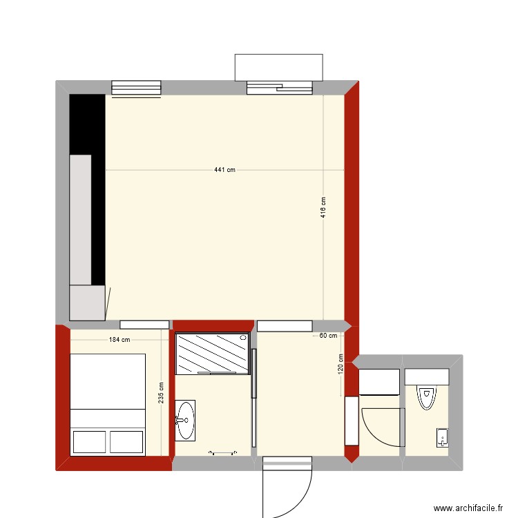 Appartement 32 Jules Tihange. Plan de 5 pièces et 35 m2