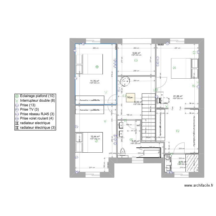 R+1 VILLA CELYA version 1. Plan de 7 pièces et 69 m2