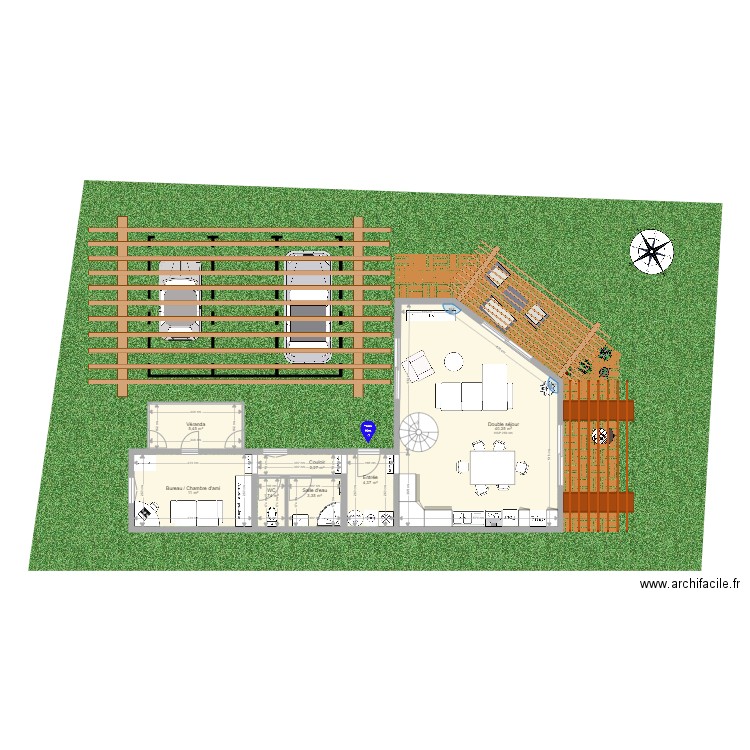 bel oeil plan avec extension. Plan de 10 pièces et 116 m2