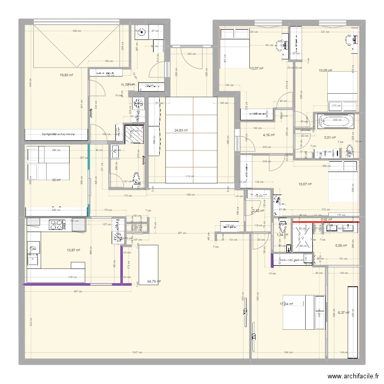 New 2 modifie v2. Plan de 18 pièces et 228 m2