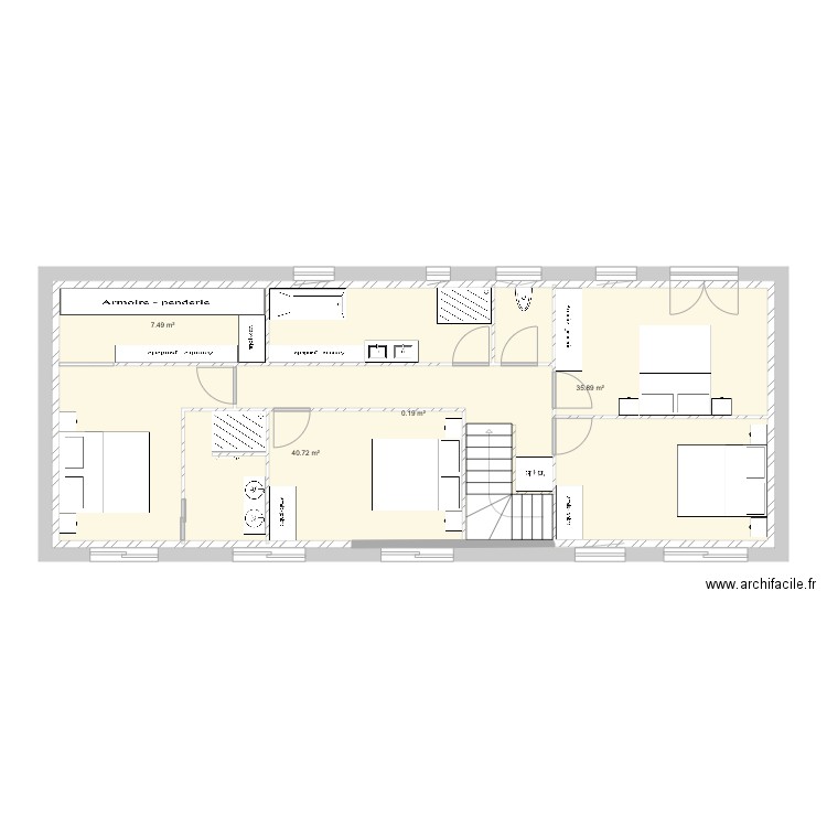 R+1 EXISTANT. Plan de 4 pièces et 178 m2