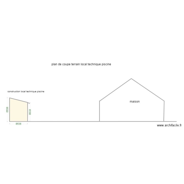plan de coupe terrain. Plan de 0 pièce et 0 m2