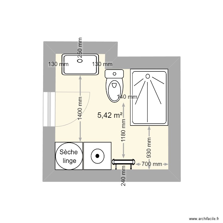 lamarche. Plan de 1 pièce et 5 m2