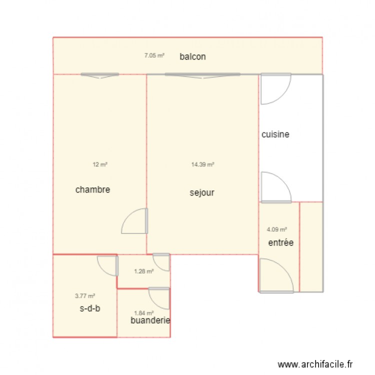 Frery paris. Plan de 7 pièces et 44 m2