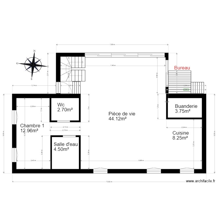 Dan  projet . Plan de 3 pièces et 11 m2