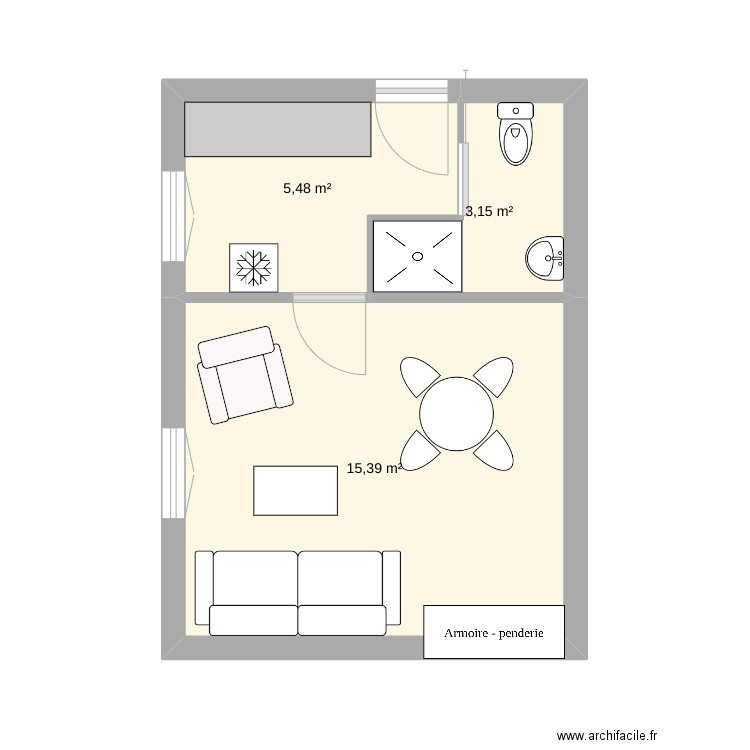 71StMartin. Plan de 3 pièces et 24 m2