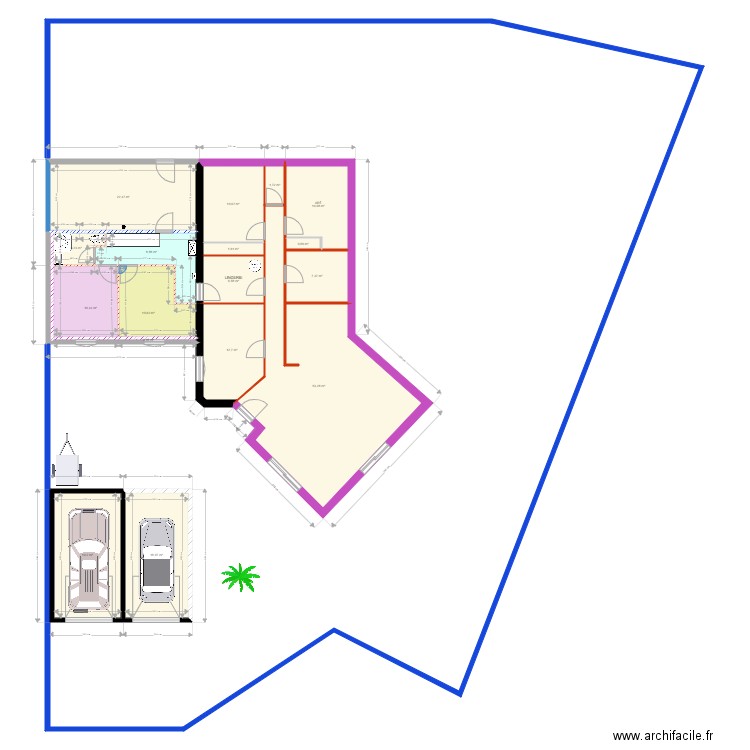 Plan initial bis bis. Plan de 17 pièces et 199 m2