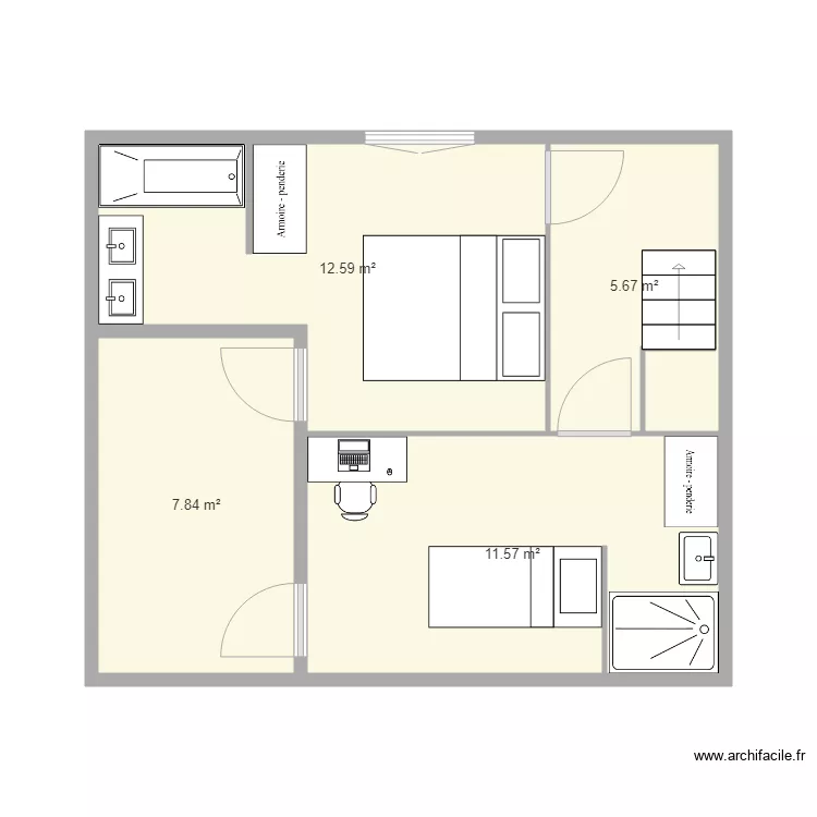 3 CONTAINER 20P ETAGE. Plan de 