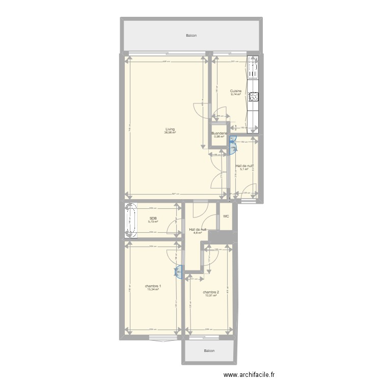 Appartement Koekelberg. Plan de 12 pièces et 106 m2