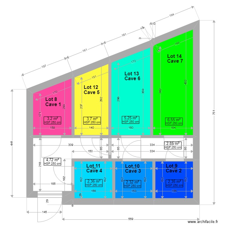 plan 7 caves modifié 2. Plan de 9 pièces et 33 m2