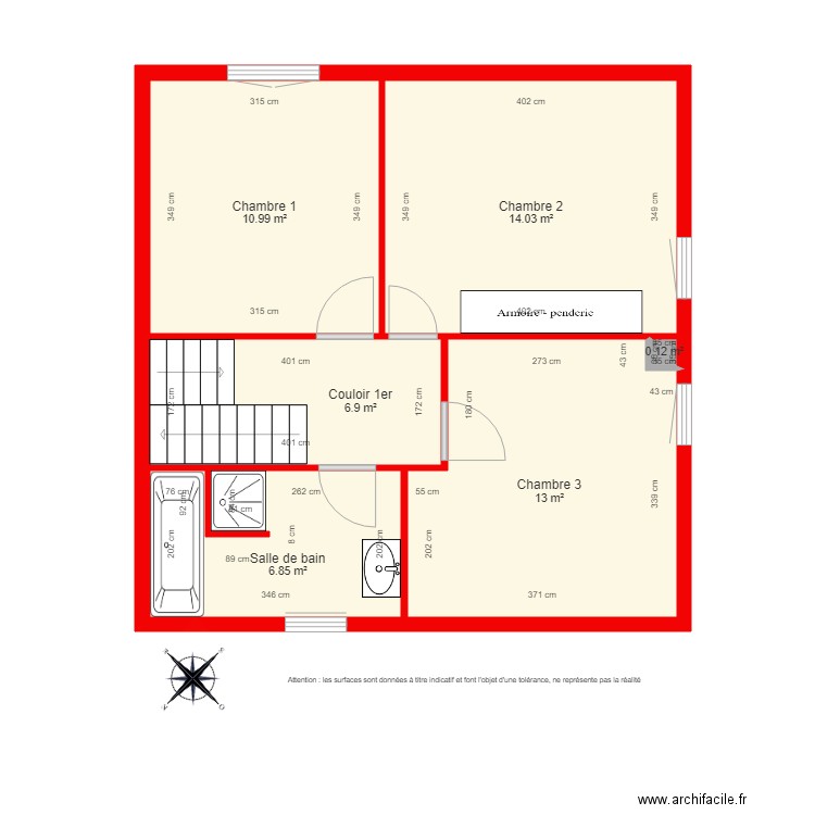 BI 3387 1er étage côté. Plan de 0 pièce et 0 m2