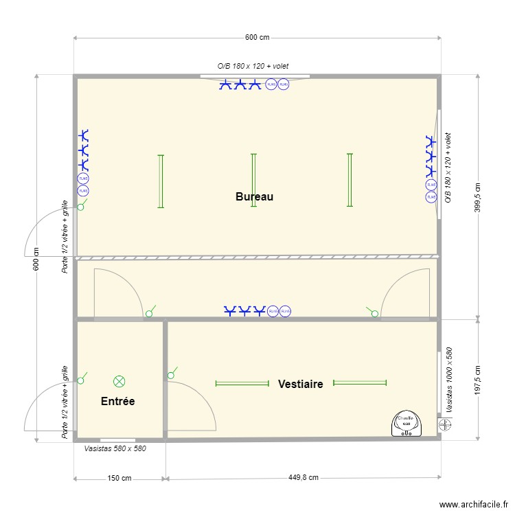 Infrabel bureau. Plan de 4 pièces et 34 m2