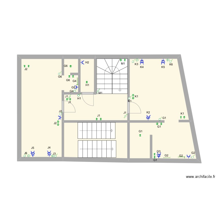 AP1,ET1. Plan de 5 pièces et 43 m2