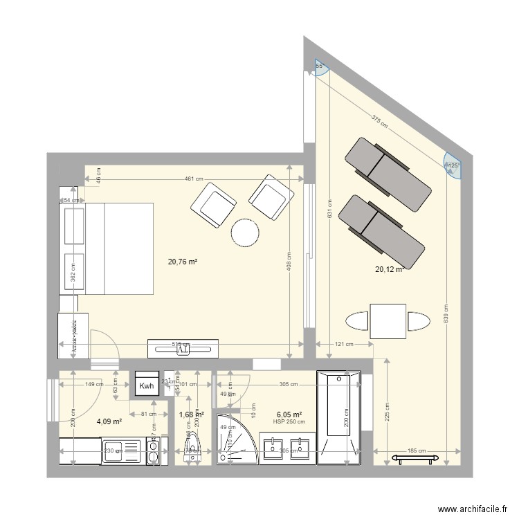 226C. Plan de 7 pièces et 53 m2