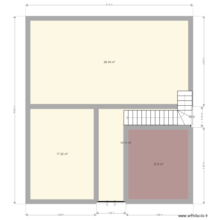 BlanquiNiveauRDC. Plan de 4 pièces et 79 m2