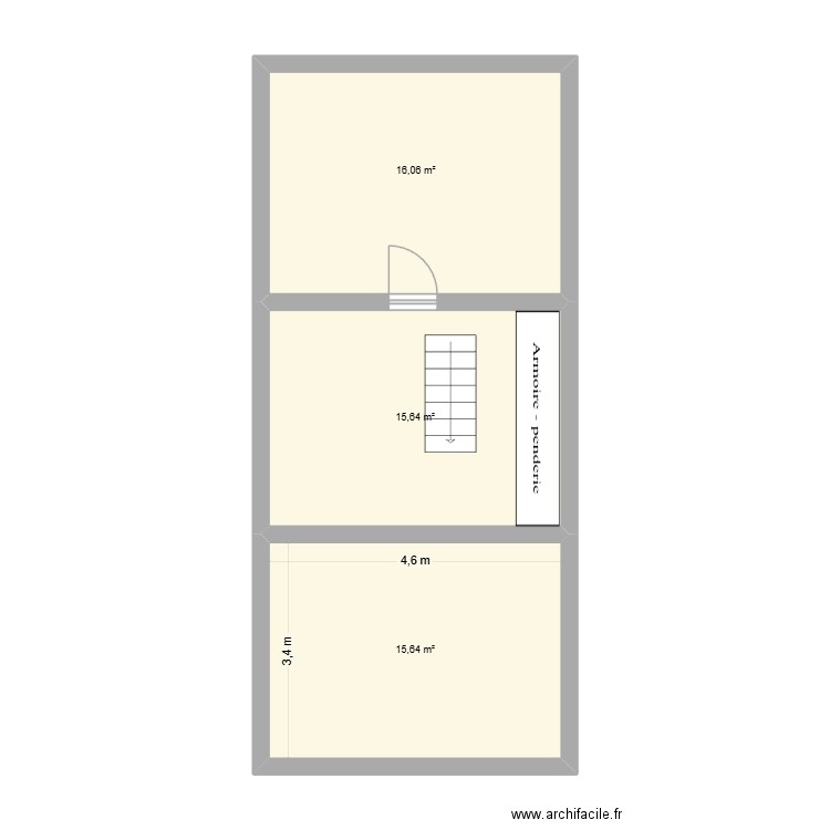Test plan. Plan de 3 pièces et 47 m2