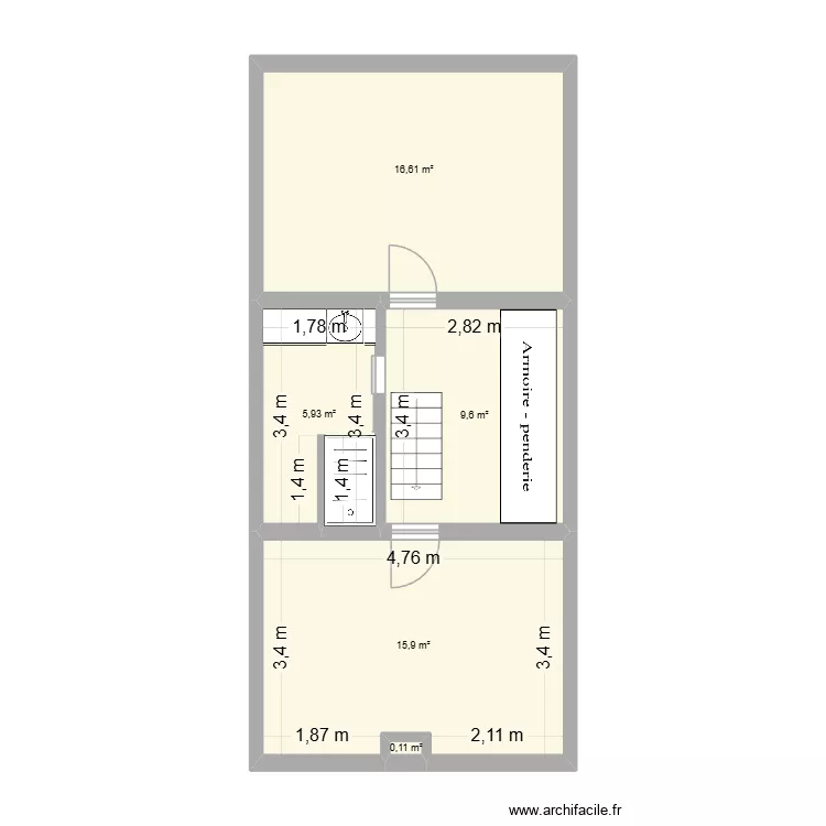 Test plan. Plan de 5 pièces et 48 m²